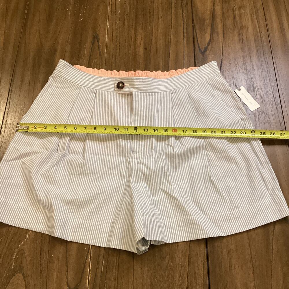 Anthropologie Seersucker Shorts Pinstripes Pleated High Waisted Blue White XL - Picture 4 of 10